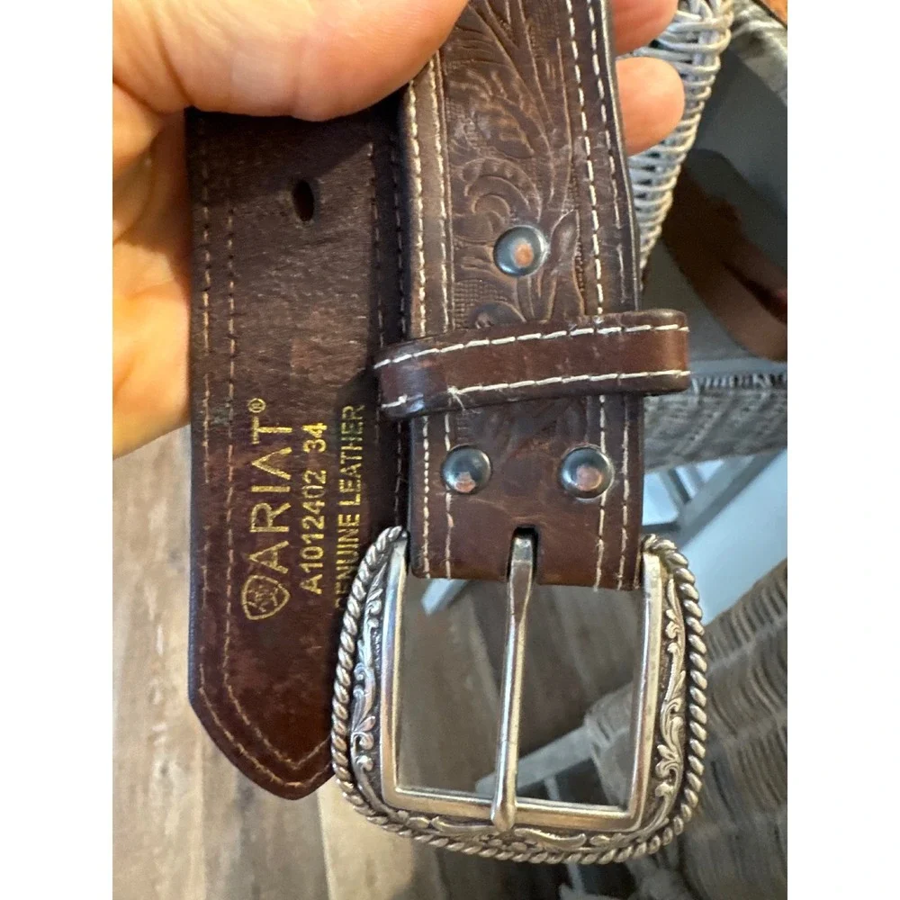Ariat 2007 Limited Edition Buckle & Belt From Original Master Brown Size 34‎